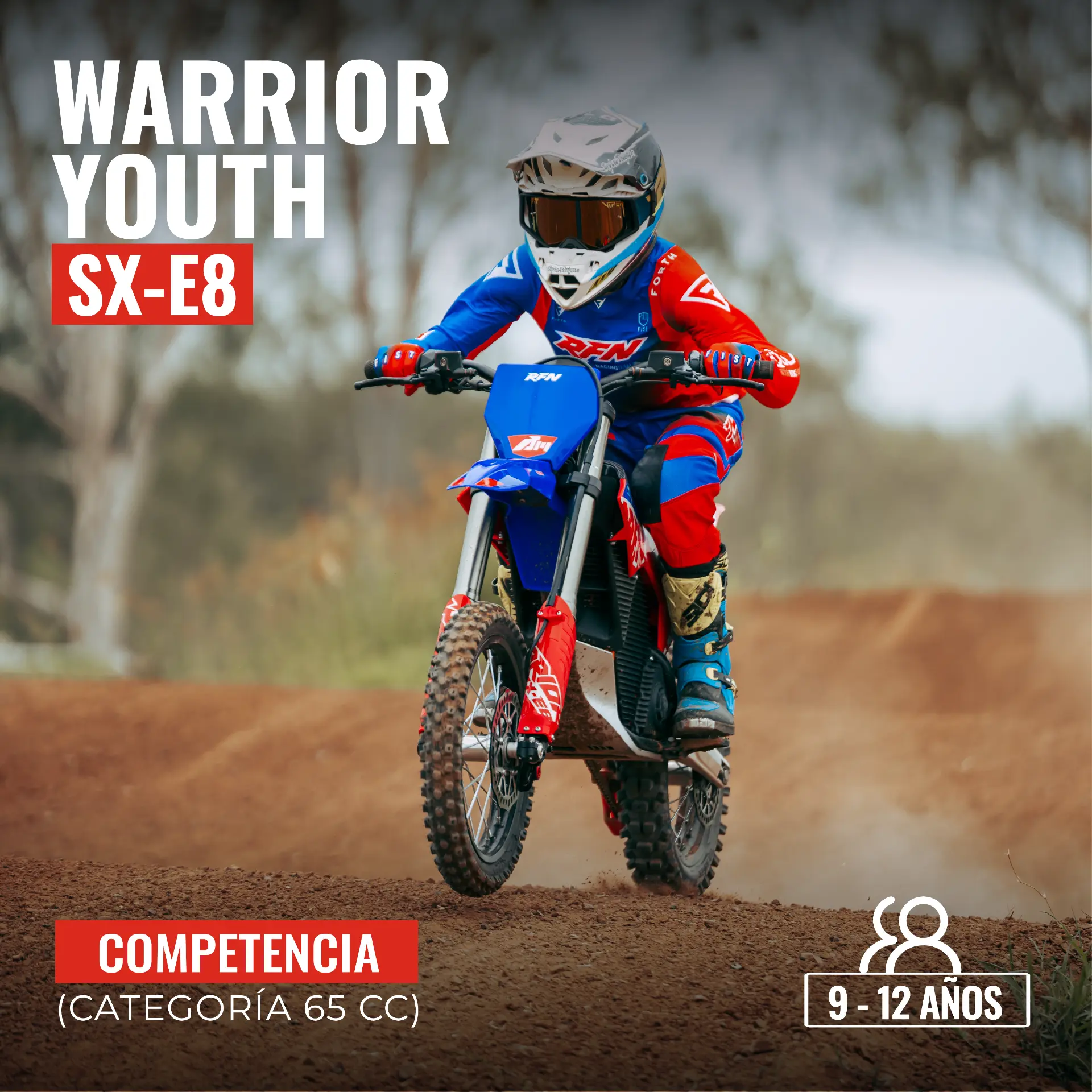 Piloto en acción con la RFN Warrior Youth SX-E8 2027